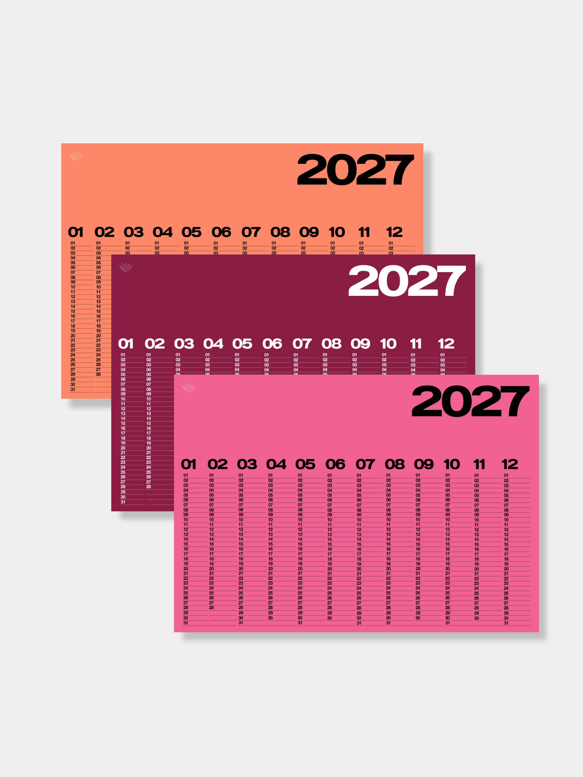 2027 Year At A Glance Wall Calendar A1 – Three Pack