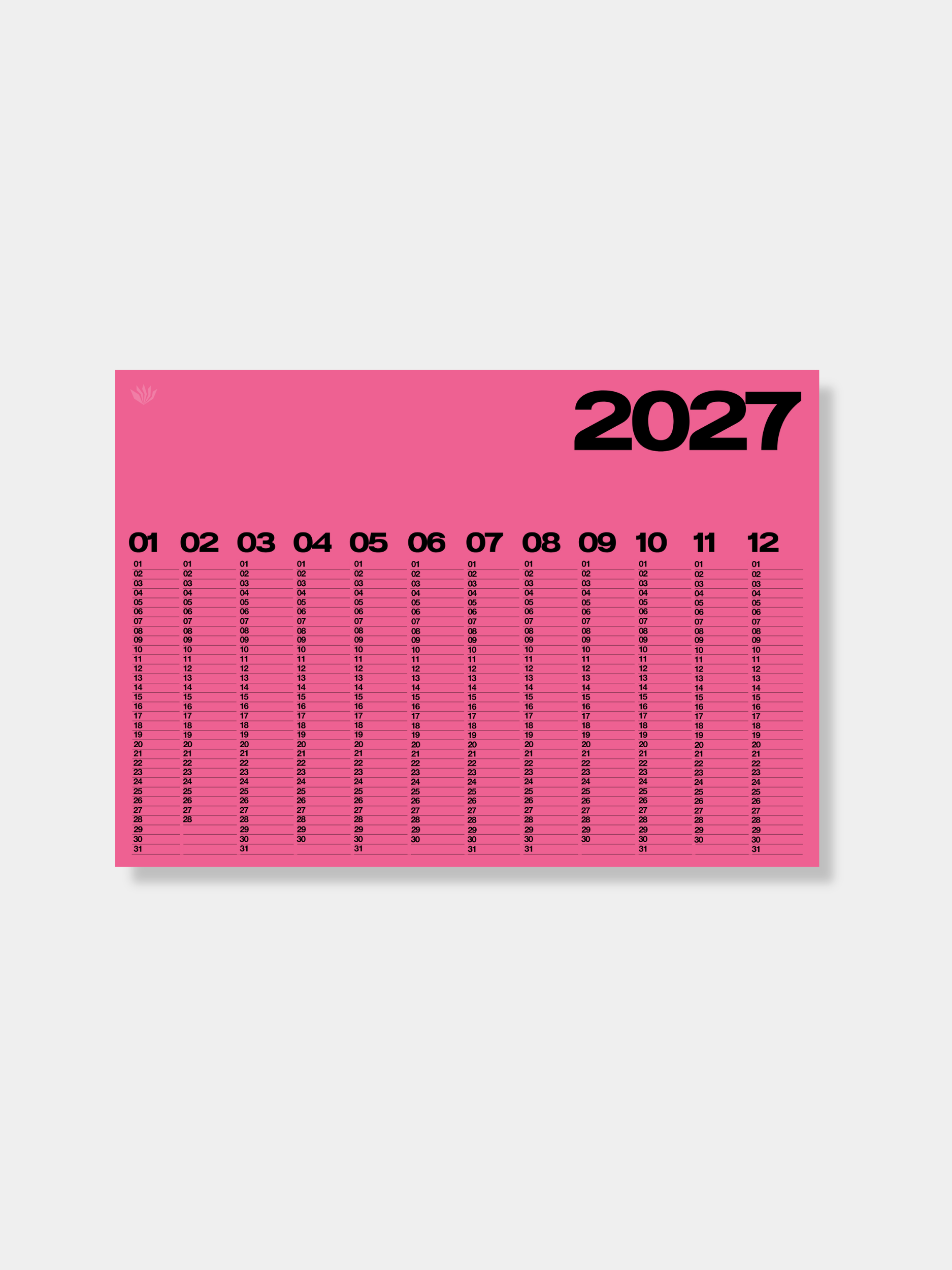 2027 Year At A Glance Wall Calendar A1