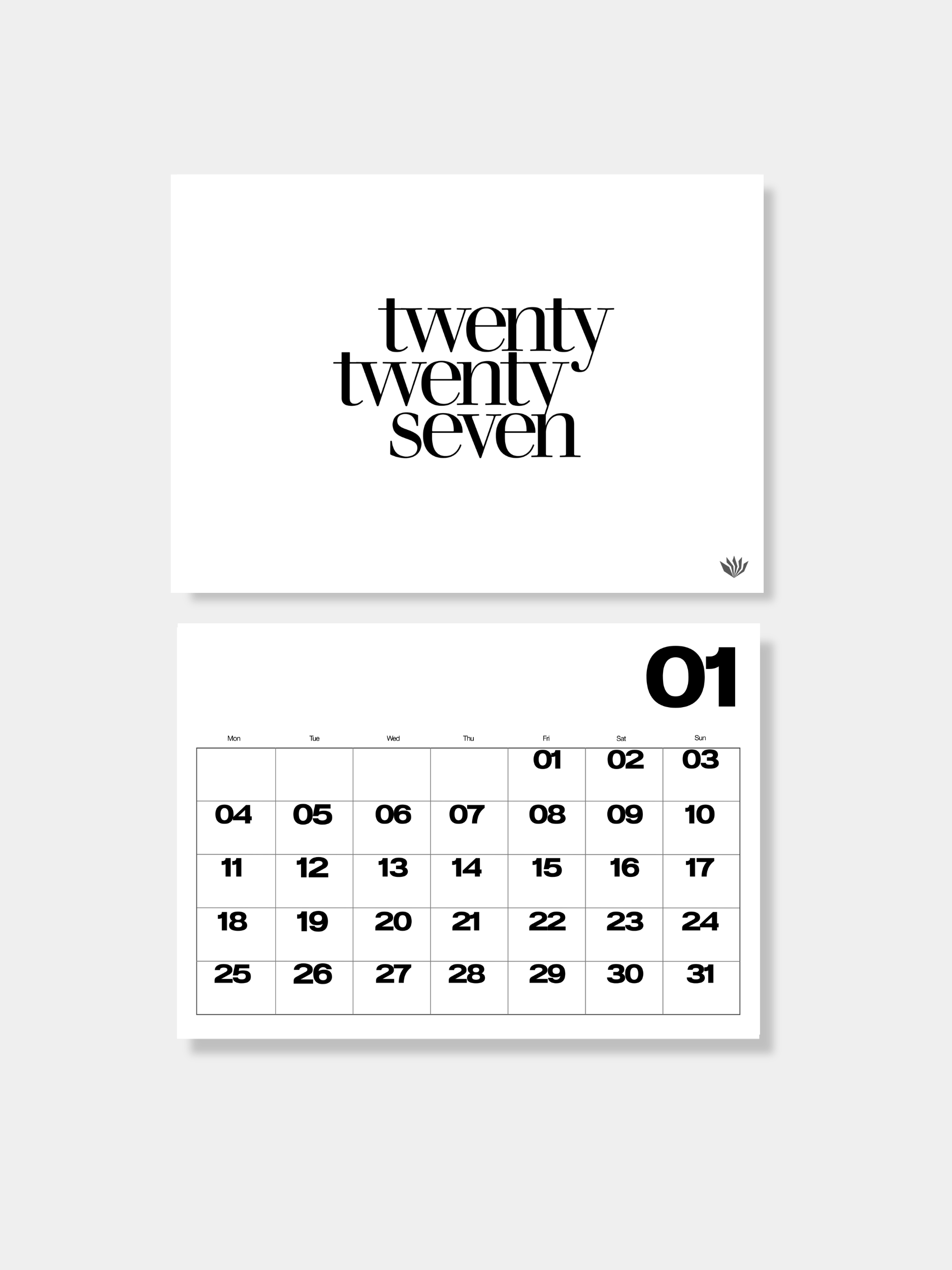 2027 Monthly Calendar A1