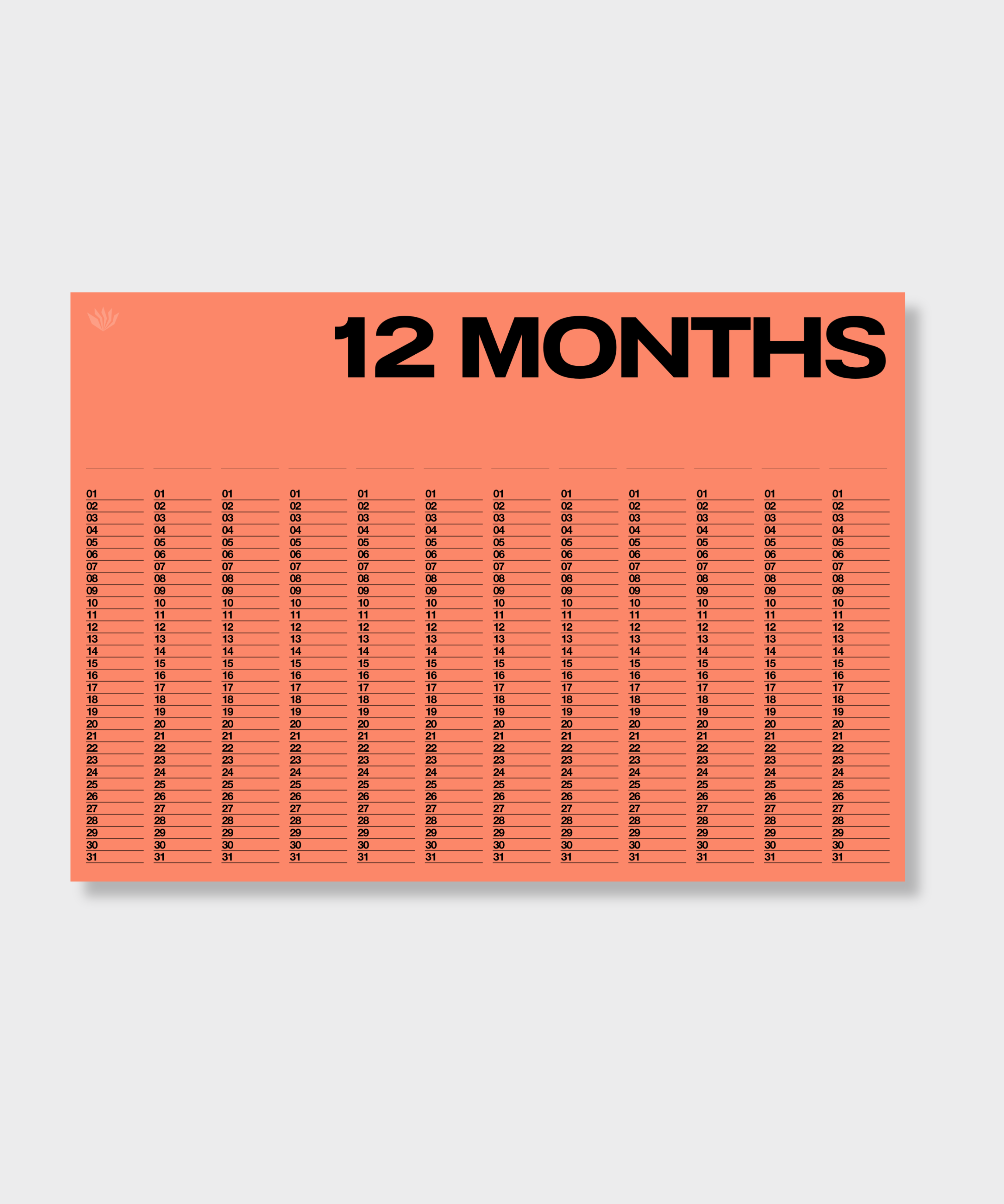 Anytime - Year At A Glance Wall Calendar A1