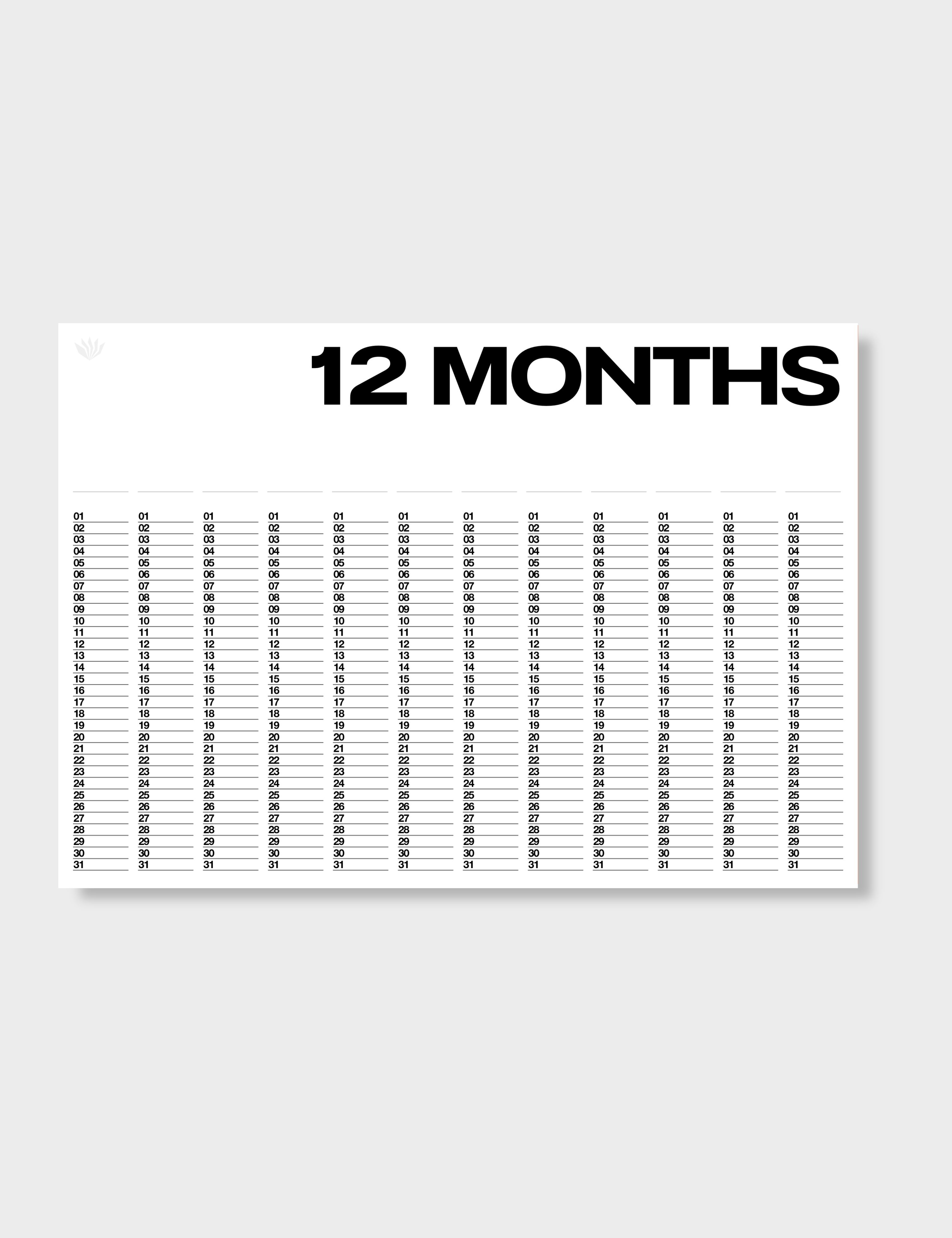Anytime - Year At A Glance Wall Calendar A1