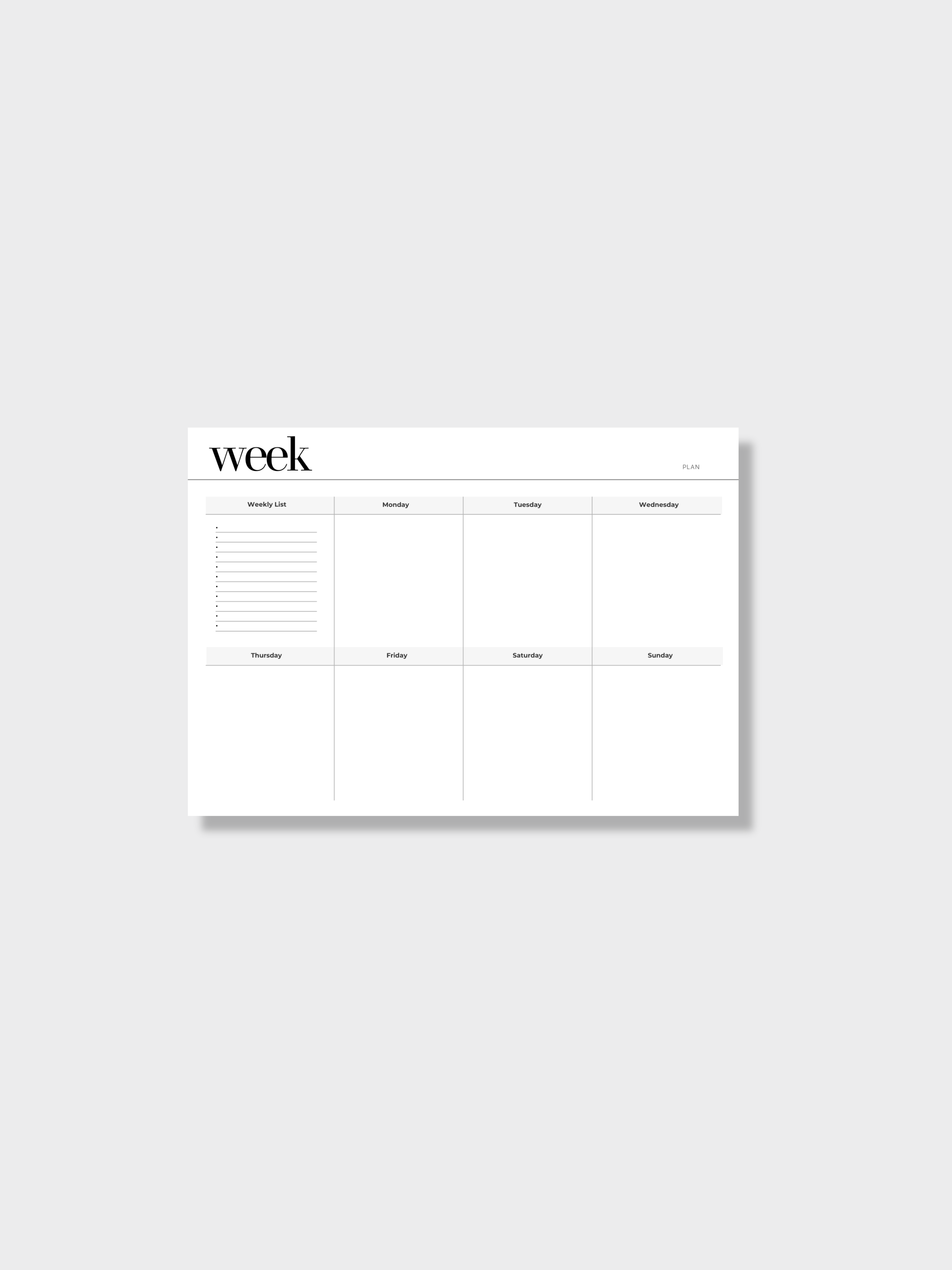 A4 Weekly Dashboard Planner - New 2026
