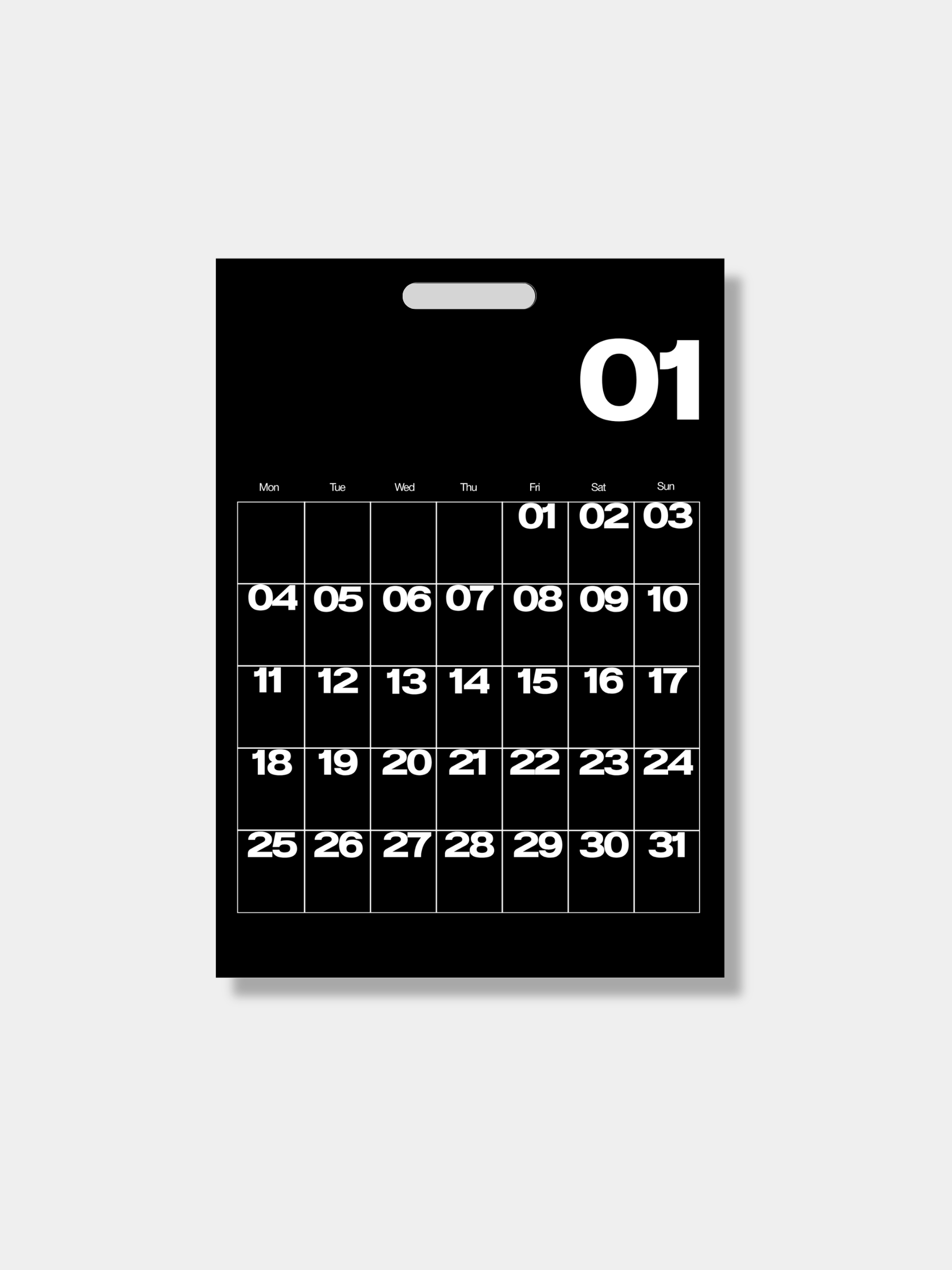 2027 Monthly Calendar Sheets A3