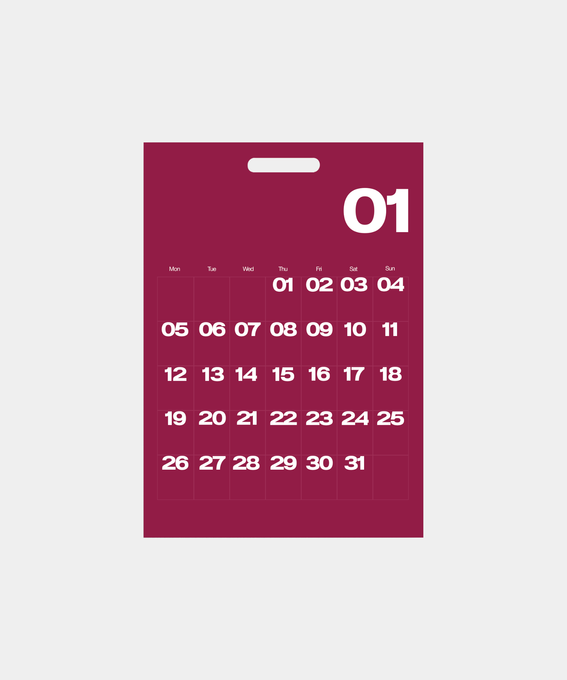 A3 Monthly Calendar Sheets