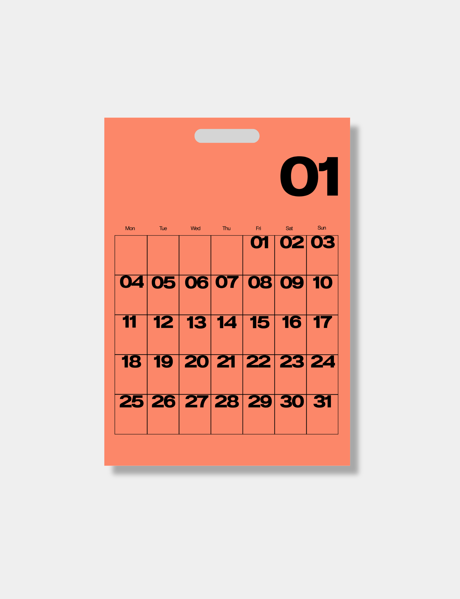 2027 Monthly Calendar Sheets A3