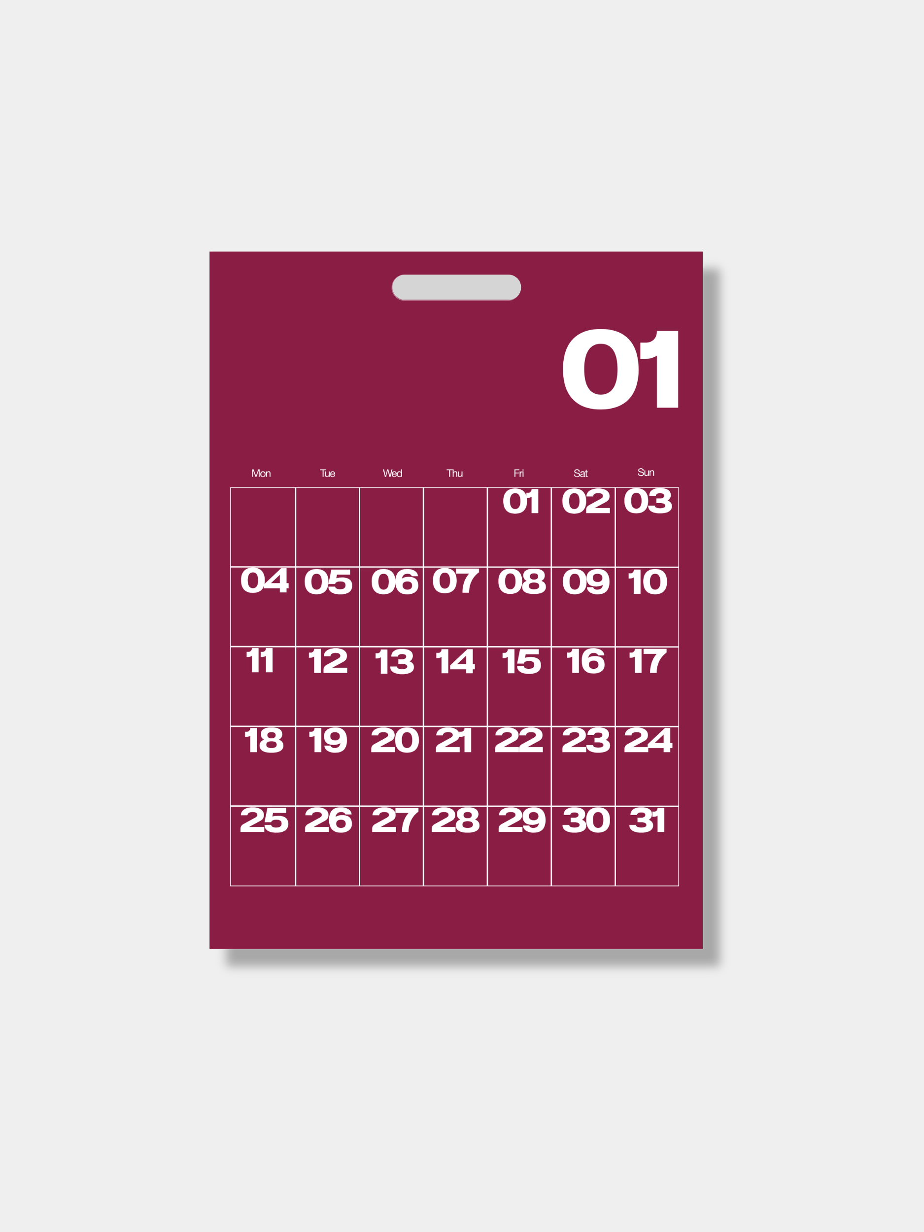 2027 Monthly Calendar Sheets A3