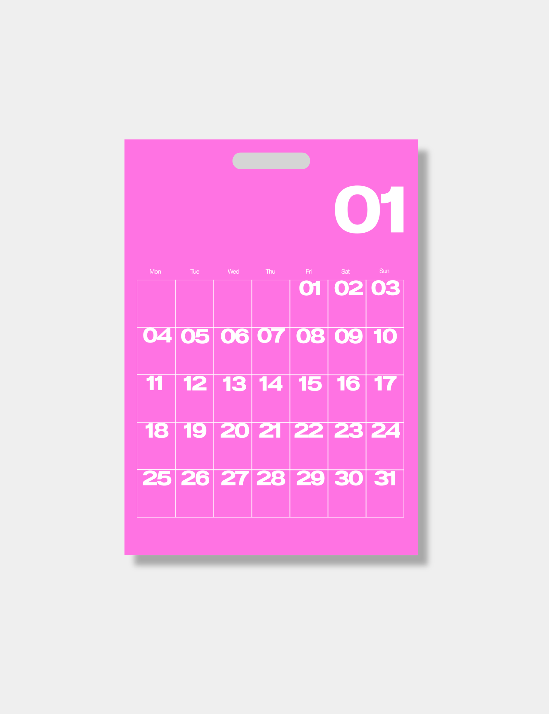 2027 Monthly Calendar Sheets A3