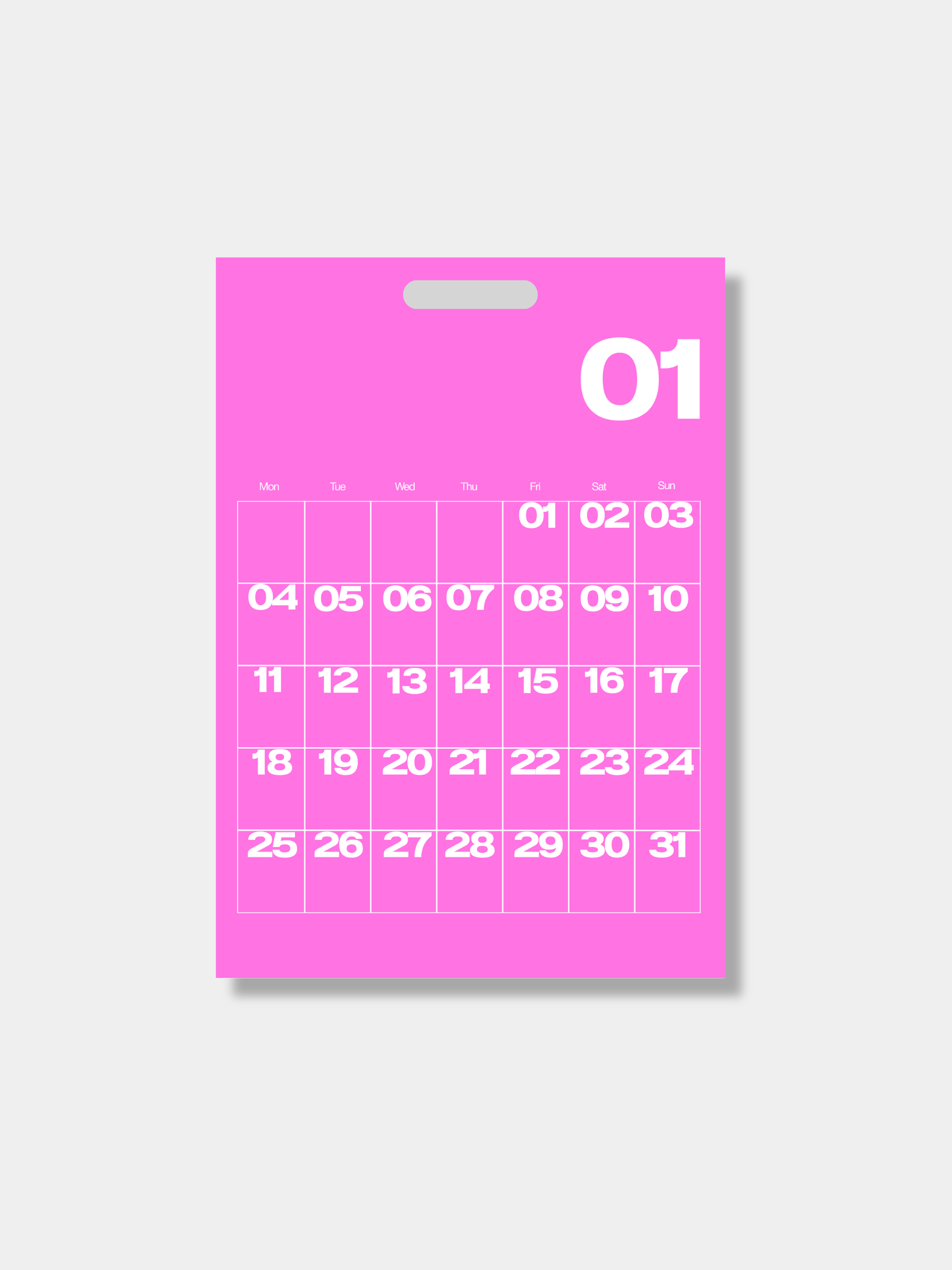 2027 Monthly Calendar Sheets A3
