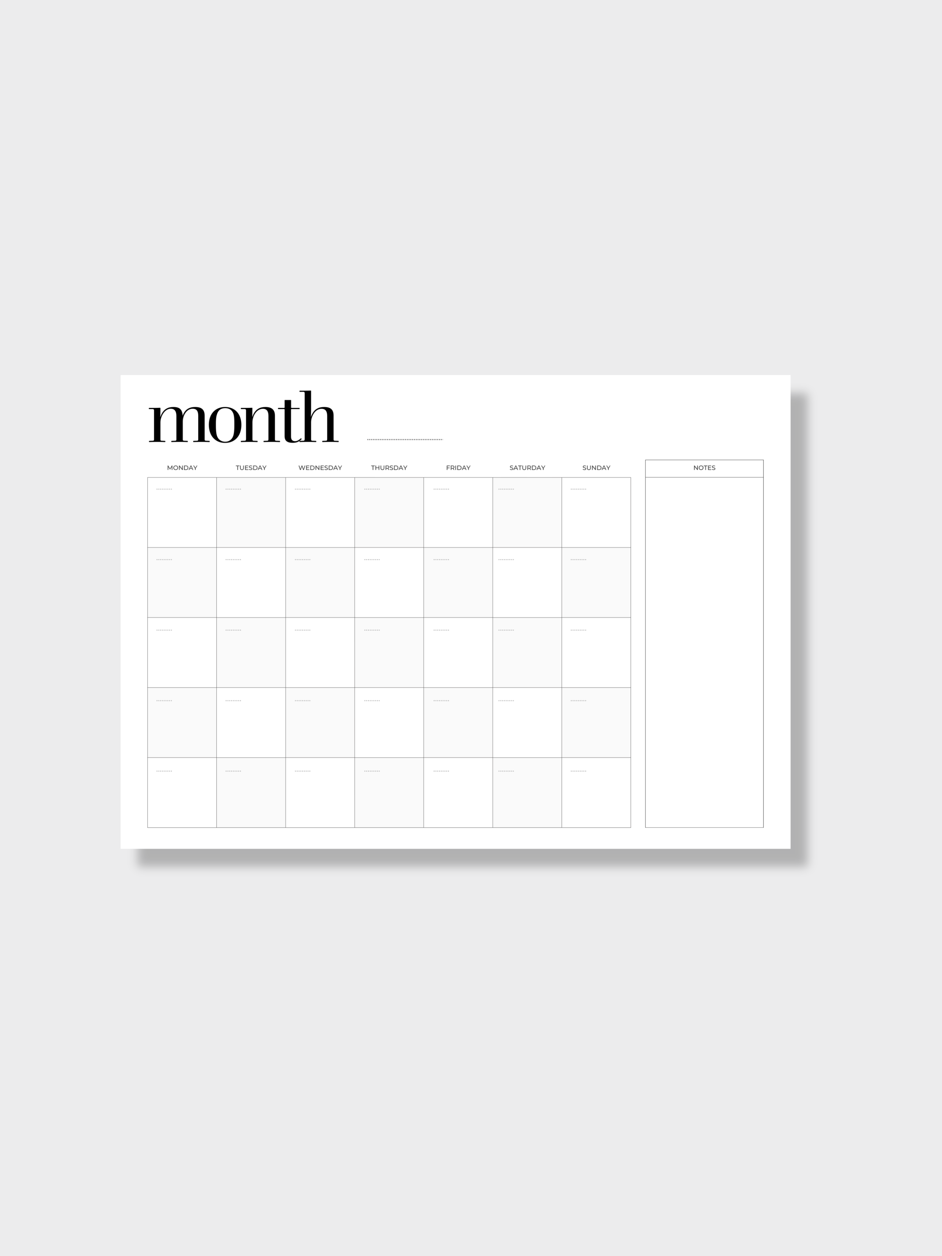 A2 Monthly Planner - New 2026