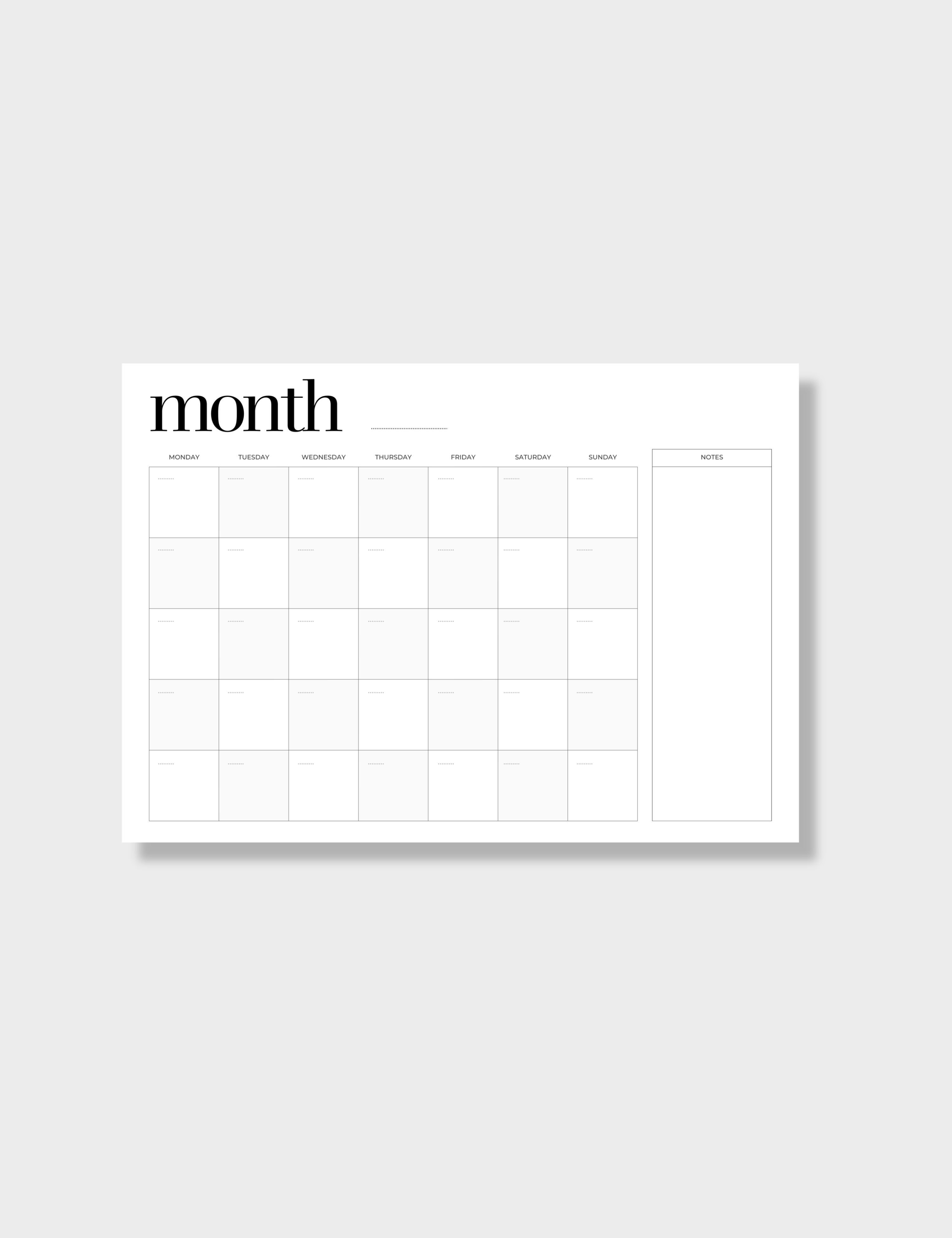 A2 Monthly Planner - New 2026