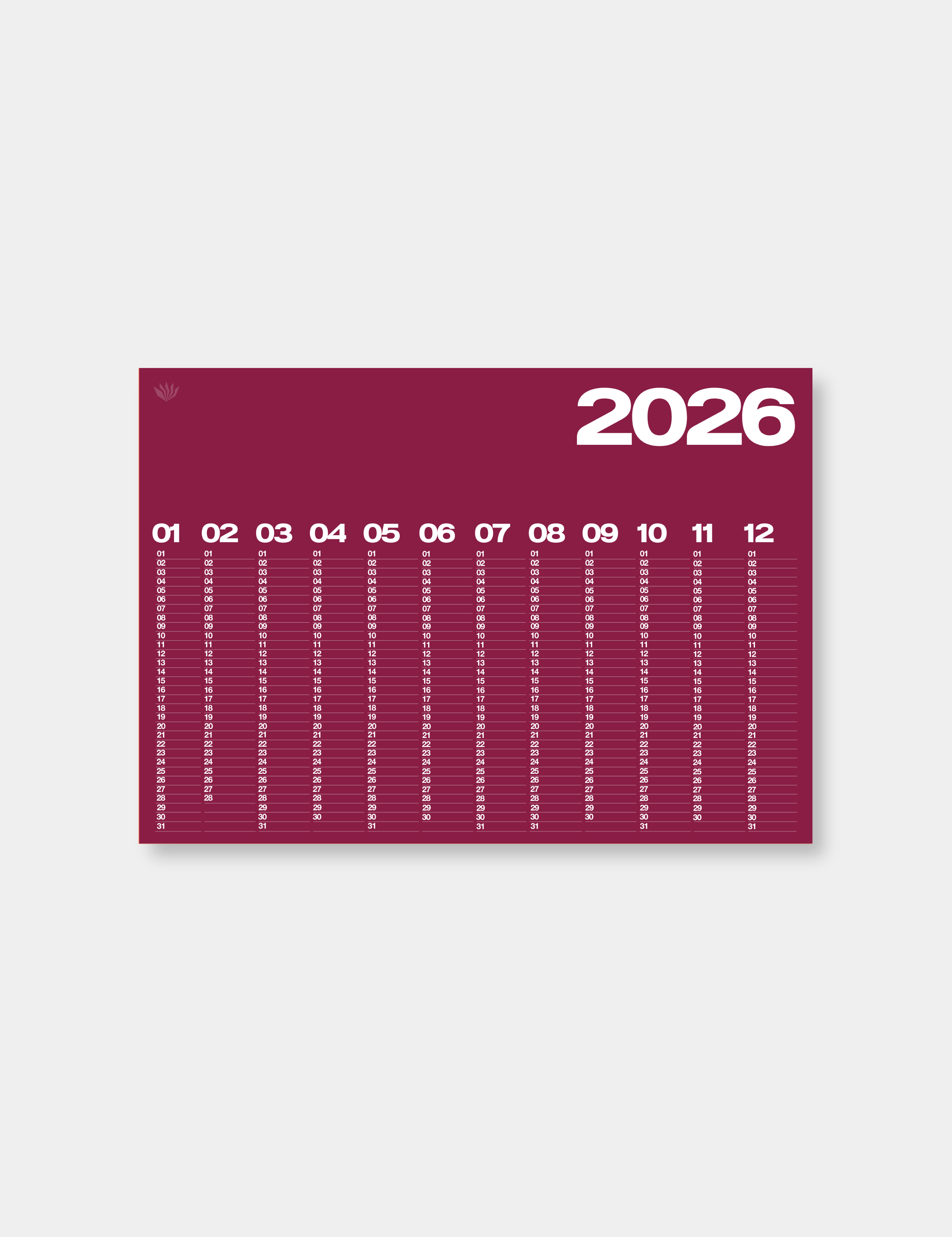 Year At A Glance Wall Calendar A1