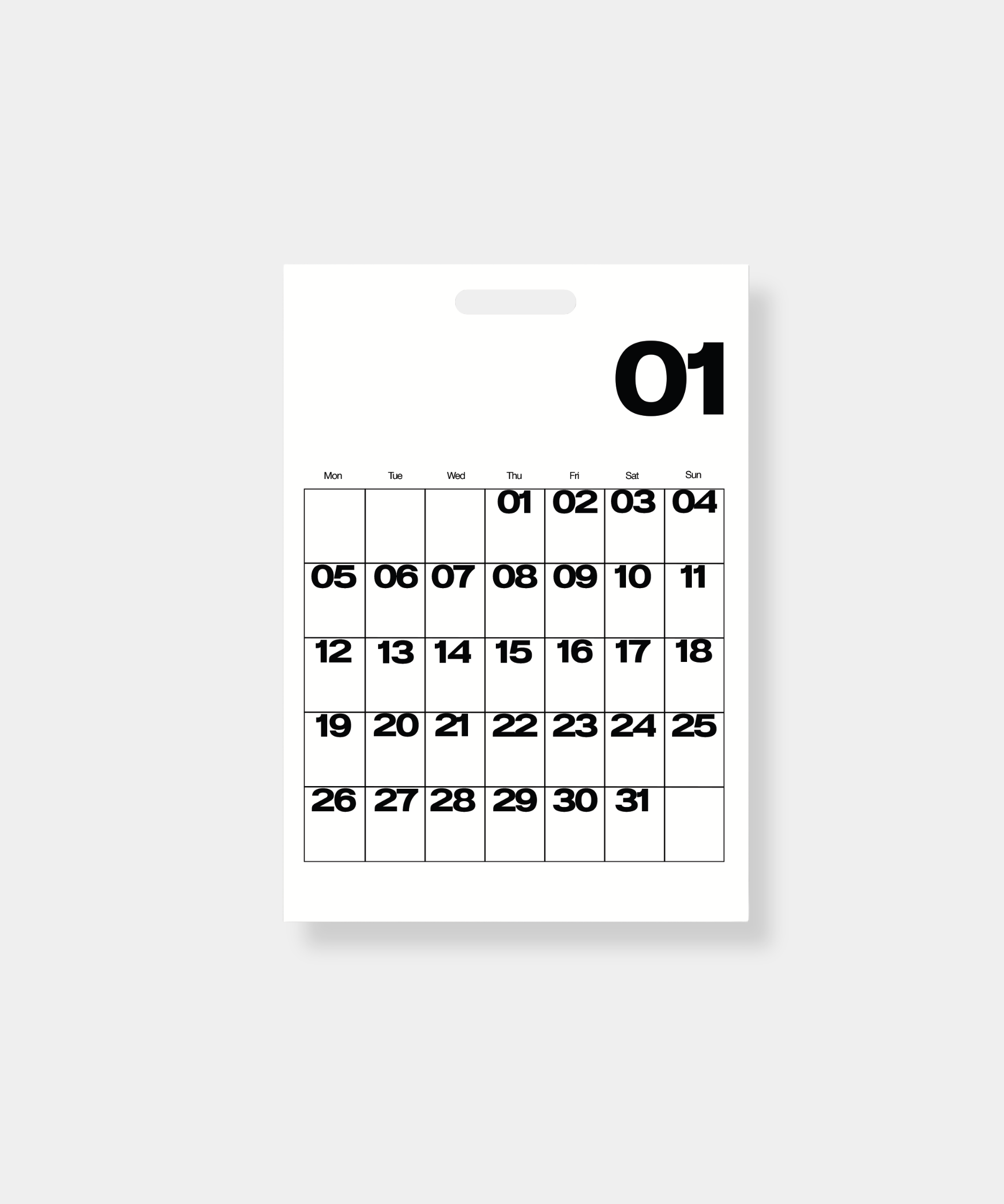 A3 Monthly Calendar Sheets